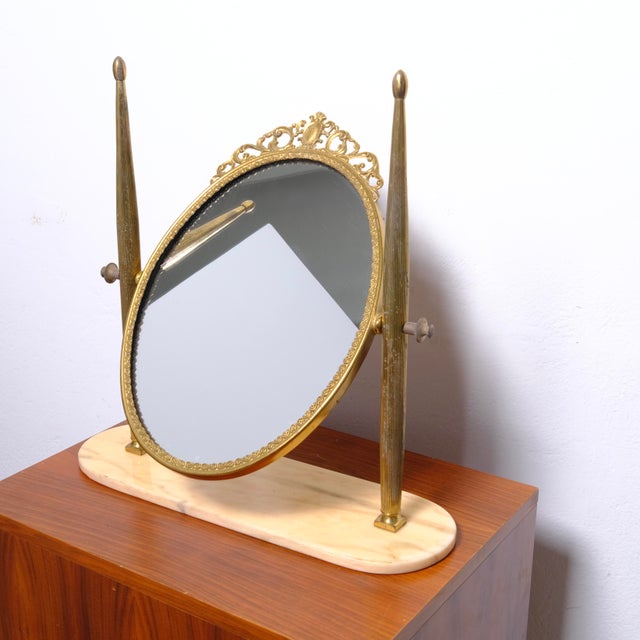 1950s Italian Brass Vanity Mirror, 1950s For Sale - Image 5 of 14