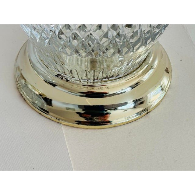 Transparent Vintage 1970s Diamond Pattern Lead Crystal Table Lamps, a Pair For Sale - Image 8 of 11