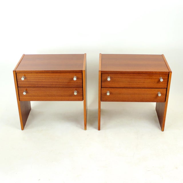 Square Bedside Tables in Mahogany, Czechoslovakia, 1970s, Set of 2 For Sale - Image 4 of 14