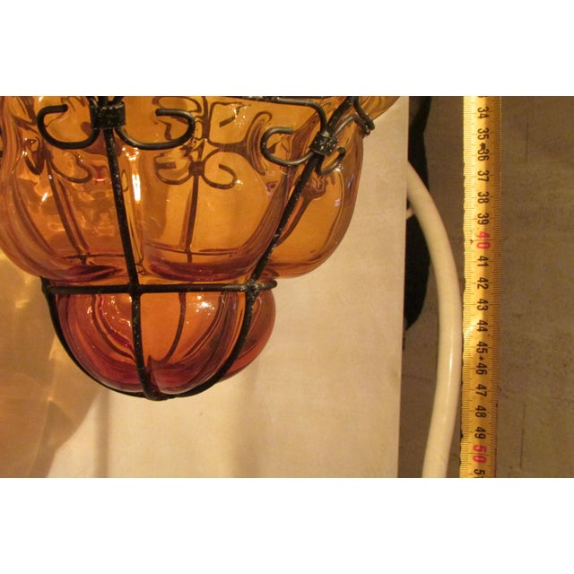 Black Venetian Lanterns in Yellow Glass, 1940s, Set of 2 For Sale - Image 8 of 16