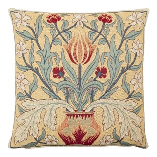 Morris Tulip Tapestry Cushion With Feather Filler - 46x46cm (18"x18") For Sale