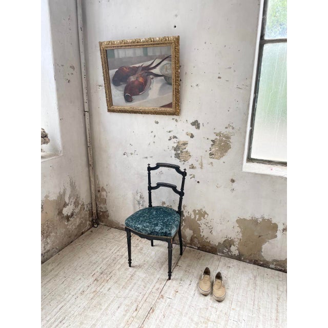 Napoleon III Chair in Blue Velvet, 1890s For Sale - Image 9 of 18