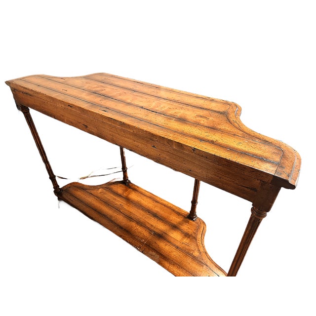 French Provincial Mid 20th Century French Provincial / Country French Pecan Console Table For Sale - Image 3 of 6