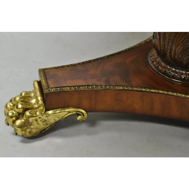 Late 20th Century Maitland Smith French Empire Regency Leather Top Brass Feet Center Drum Table For Sale - Image 5 of 12