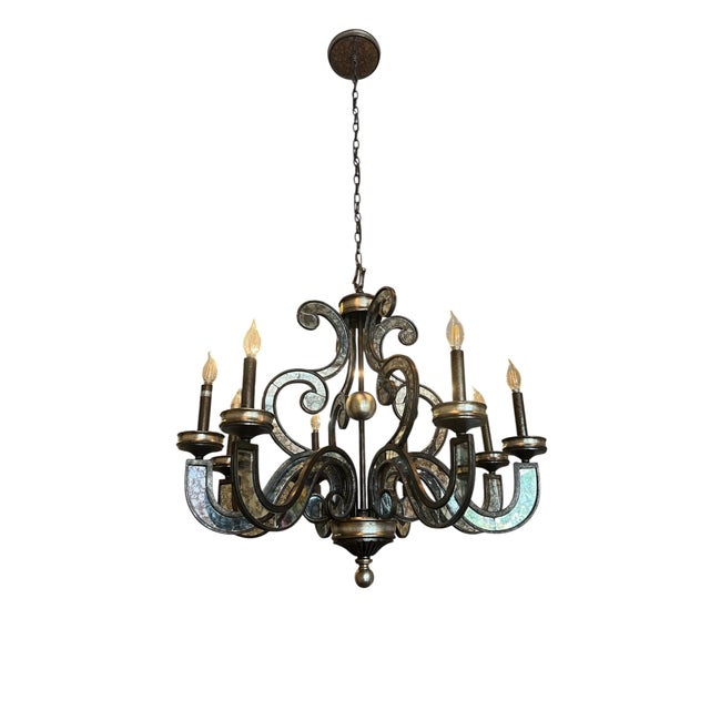 John-Richard Eight Light Antique Bronze Mirrored Chandelier For Sale In Dallas - Image 6 of 6