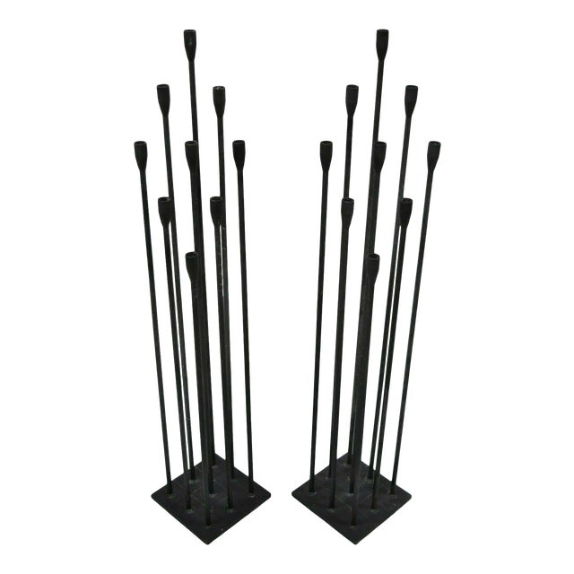 Mid Century Modern Harry Bertoia Style Iron Floor Candelabra A Pair Chairish