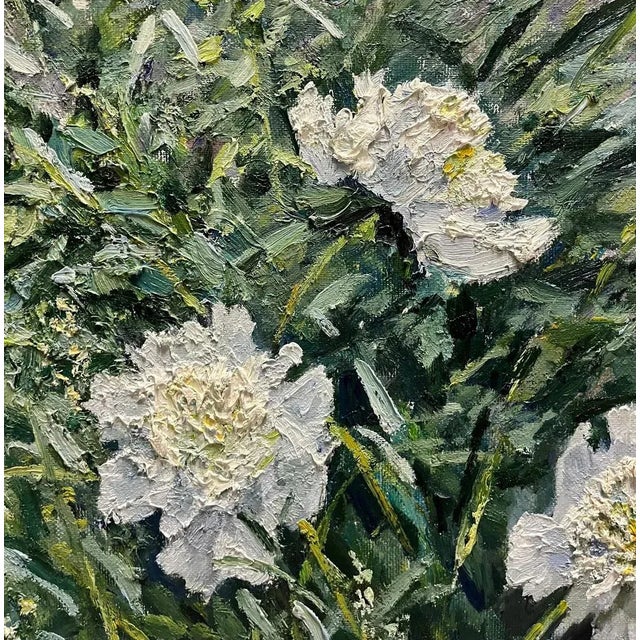 Georgij Moroz, White Peonies in the Garden, Oil, 2006 For Sale - Image 4 of 7