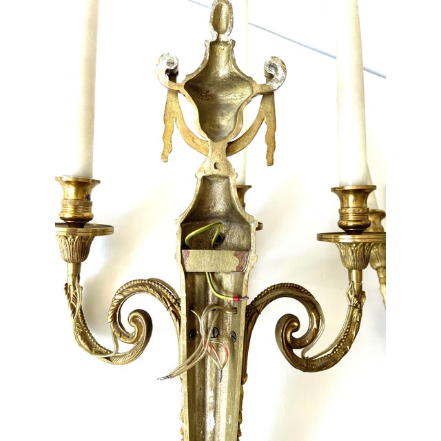 19th Century Monumental Louis XVI French Gilt Bronze Wall Sconces, Set of 2 For Sale - Image 5 of 12