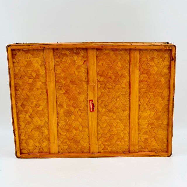 Vintage Chinese Bamboo Serving Tray Woven Split Rattan For Sale - Image 9 of 10