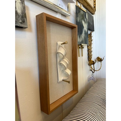 Wood Vintage Sculptural Relief Wall Art in New Custom Frame For Sale - Image 7 of 13