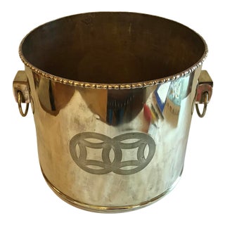 Vintage Large Asian Influenced Brass Planter For Sale