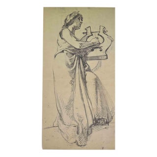 Henri de Groux, The Harpist, 1866, Paper For Sale