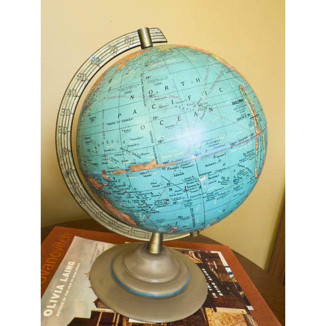 Blue Vintage Mid-Century Modern Terrestrial Globe by the Geo. F. Cram Co 8-Inch For Sale - Image 8 of 12