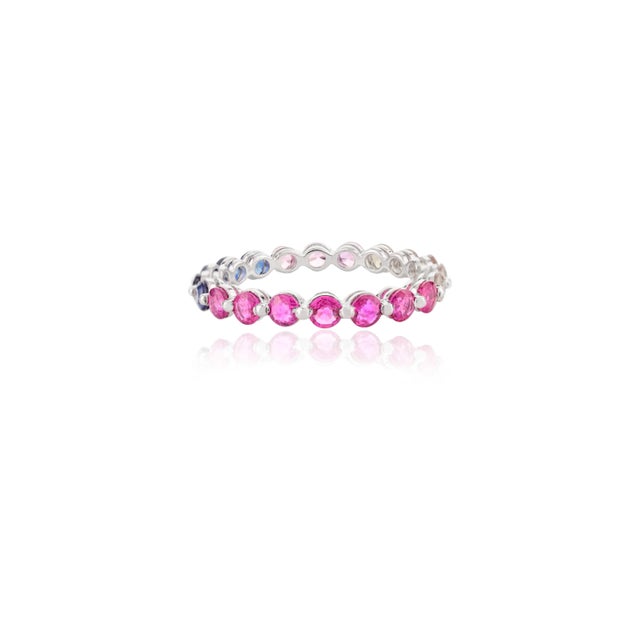 Metal 2.17ct Multi Gemstone Eternity Band Ring Size 7 by VRJewels in 14k Solid Gold For Sale - Image 7 of 14