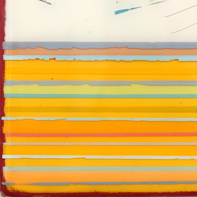In Tune 66 - Small Modern Resin Yellow Striped Minimalist Original Artwork by Ricky Hunt For Sale - Image 4 of 9