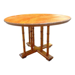 1960s Palm Beach Regency Bamboo Round Dining Table For Sale