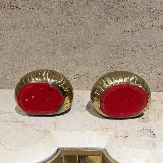 Brass Ben Seibel Brass Clam Shell Bookend Set, Mid-Century Modern, 1950s For Sale - Image 8 of 9