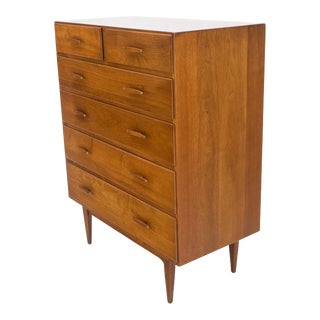 Solid Teak Conant Ball High Chest Dresser High Chest Dresser For Sale