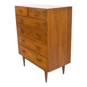 Solid Teak Conant Ball High Chest Dresser High Chest Dresser