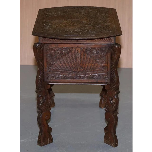 Burmese Hand-Carved Peacock Sewing Table or Cupboard with Open Top, 1880s For Sale - Image 10 of 18
