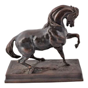 19th Century French Bronze Horse Sculpture Signed "Barye"