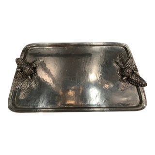 Antique Gorsuch Italian Pewter Acorn Serving Tray For Sale