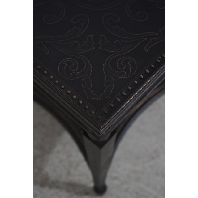 Theodore Alexander Theodore Alexander Bronze 2 Tier Square Etched Side Table For Sale - Image 4 of 14