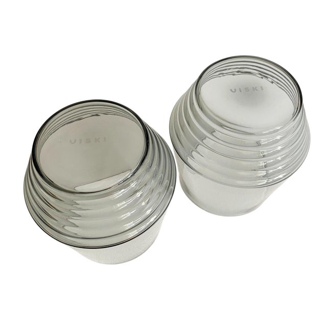 1990s Smoke Art Deco Cocktail Glasses by Viski - Transparent Grey For Sale - Image 4 of 6