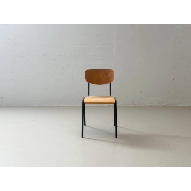 Stackable Studio Chair with Black Lacquered Steel Frame, 1990s For Sale - Image 11 of 17