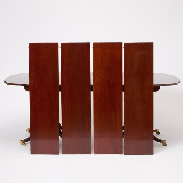 English English George III Style Mahogany Double Pedestal Extending Dining Table For Sale - Image 3 of 10