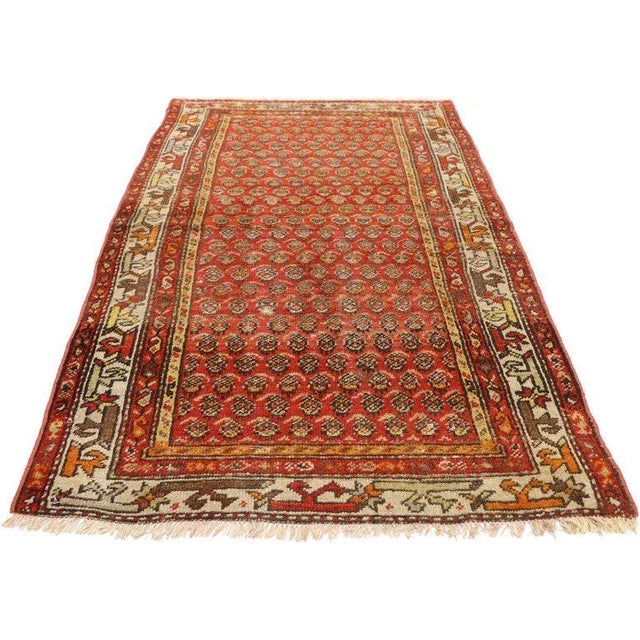 Mid-Century Modern 20th Century Persian Boteh Hamadan Accent Rug - 3′3″ × 5′7″ For Sale - Image 3 of 8