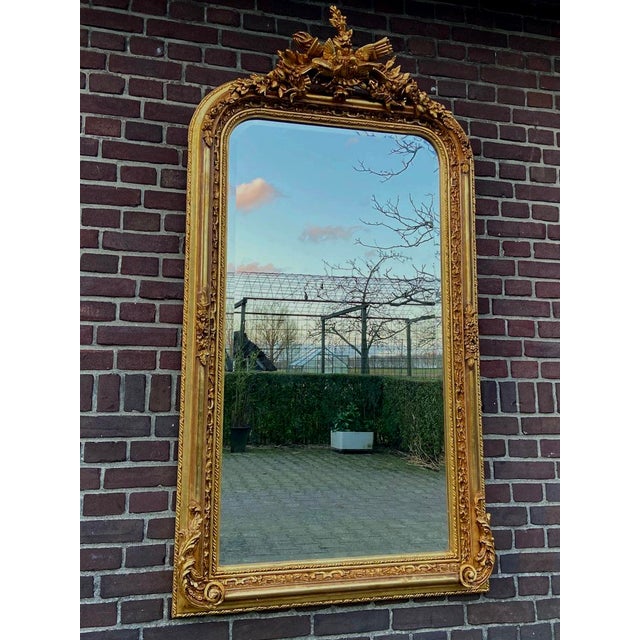 1980s French Louis XVI Gold Wood Full-Length Floor Mirror For Sale - Image 18 of 18