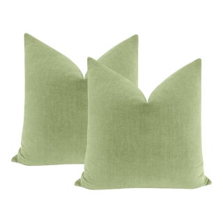 22" Celadon Designer Chenille Pillows - a Pair For Sale