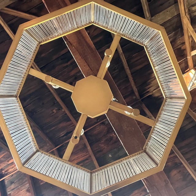 Modern Arteriors Octagonal Hera Chandelier, 30", Antique Brass Finish For Sale - Image 3 of 12