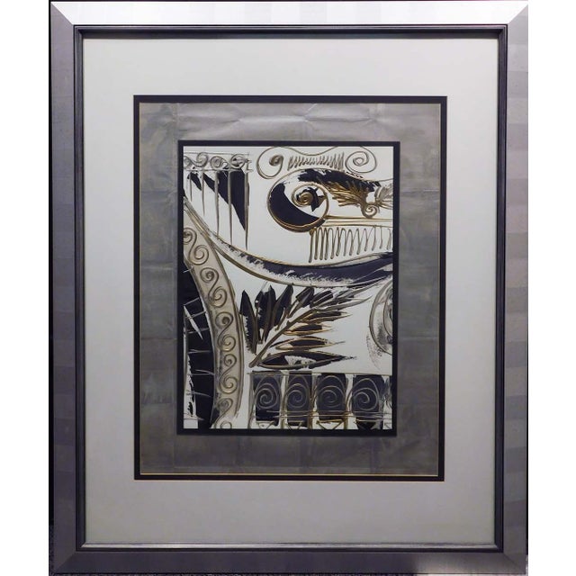 1990s John Butler Original Mix Media Custom Framed For Sale