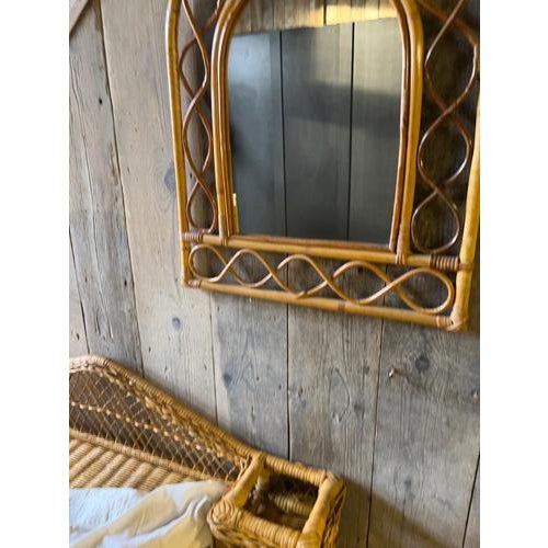 Glass Arched Bamboo and Cane Mirror Wall Mirror For Sale - Image 7 of 8
