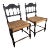 Set of Mid-Century Italian Carved Wood & Cord Woven Rope Chairs, 1950s For Sale