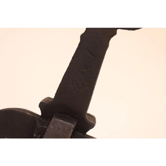 Pair of Petite Arts and Crafts Cast Iron Key Hole Andirons / Fire Dogs For Sale - Image 11 of 12