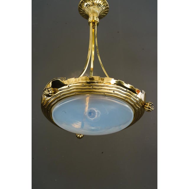 Art Deco Pendant Light with Palme Koenig Opaline Glass Shade, Vienna, 1920s For Sale - Image 6 of 18