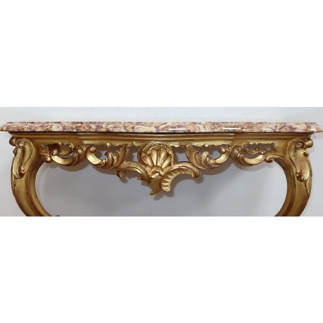 Stone Golden Wall Console Table For Sale - Image 7 of 14