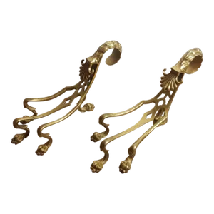 19thc Petit Antique British Georgian Bronze Fire Dogs Fireplace Accessories Signed by F&c Osler - a Pair
