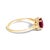 Adorn your hand with the splendor of rich, velvety red captured in a mesmerizing 6x6 mm ruby, its fiery hues deepened...