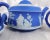 Blue 1960s Portland Blue Wedgwood Jasperware Teapot Sugar Bowl and Creamer For Sale - Image 8 of 13