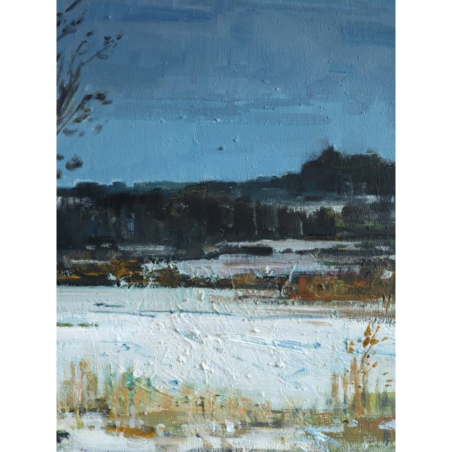Mid-Century Modern 'Winter Light' Vintage Swedish Expressive Landscape Oil Painting, Framed For Sale - Image 11 of 12