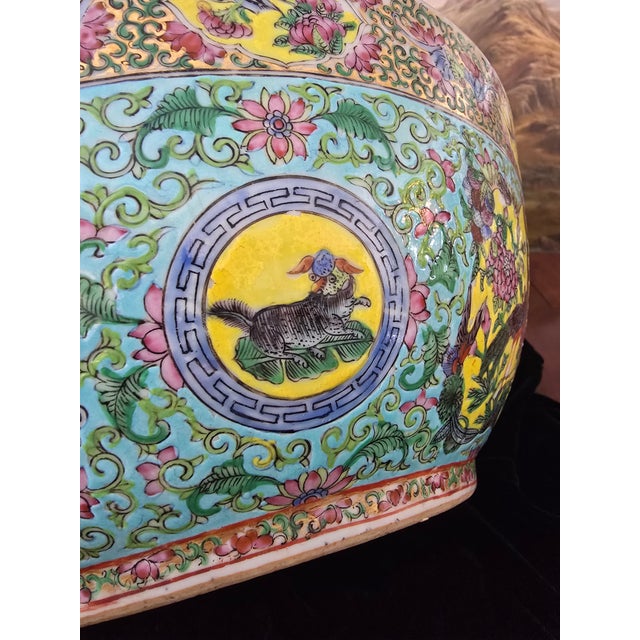 Antique Chinese Porcelain Large Yellow Dragon Bowl For Sale - Image 9 of 16