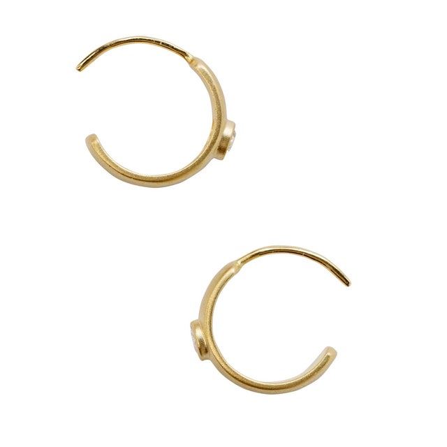 Early 21st Century Meme Gold Diamond Huggie Earrings, 1/2" Round, A Pair For Sale - Image 5 of 8