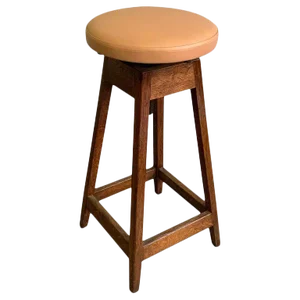 1920s Vintage Industrial Adjustable Oak Shop Stool