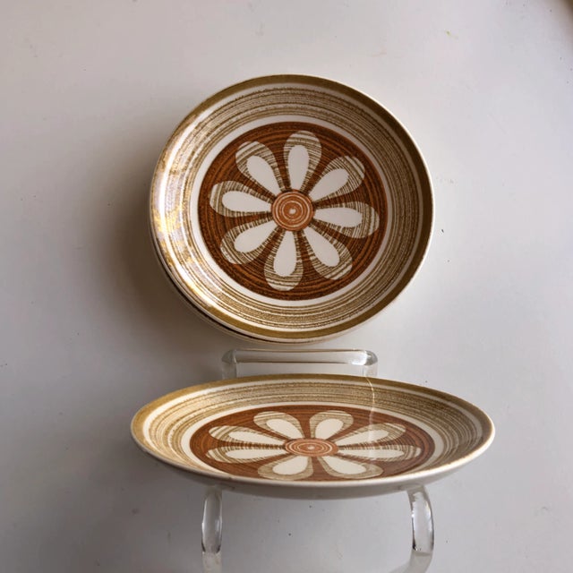 Midcentury Flower Design Dessert Plates S/4 For Sale - Image 4 of 6