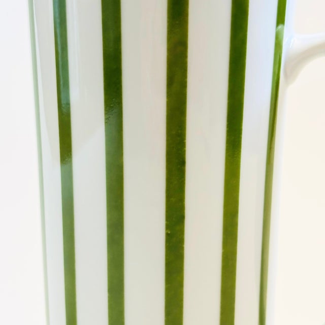 MCM LaGardo Tackett Green Striped Porcelain Pitcher - Schmid International Porcelain For Sale - Image 9 of 13
