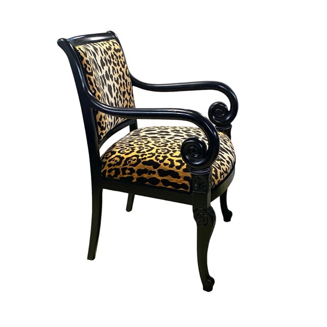 Vintage French Style Lacquer Wood Chair W/ Animal Print Fabric For Sale In New York - Image 6 of 10